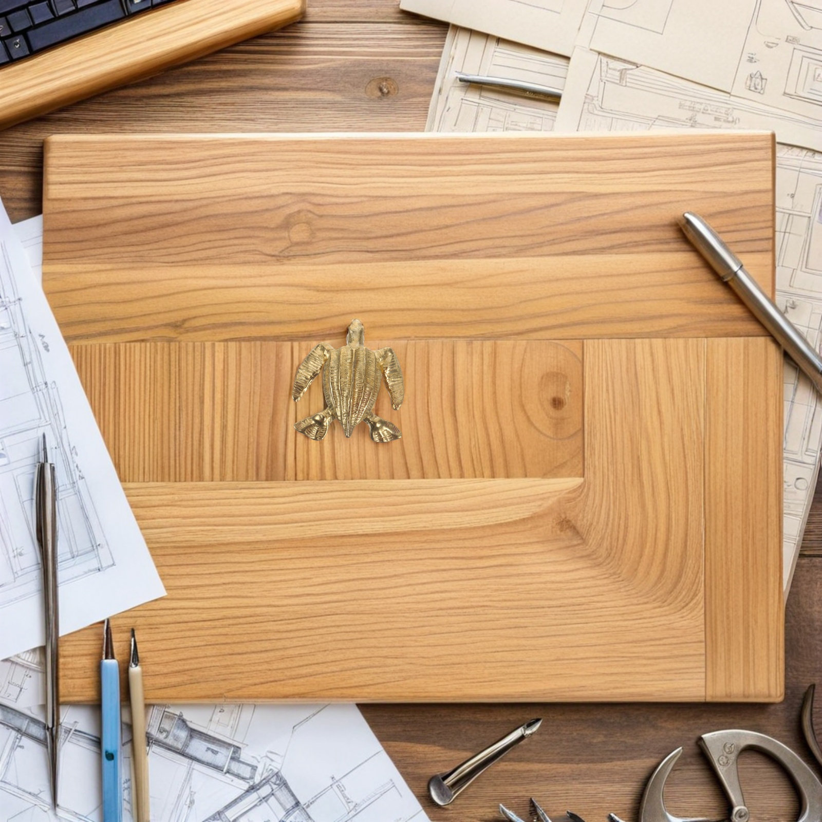 Woodworking Inspiration - Pirinç Dolap Kulpları, Kaplumbağa Tasarımlı, Zarif,